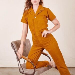 Big Bud Press Short Sleeve Jumpsuit in Spicy Mustard | Size S